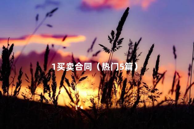 1买卖合同（热门5篇）