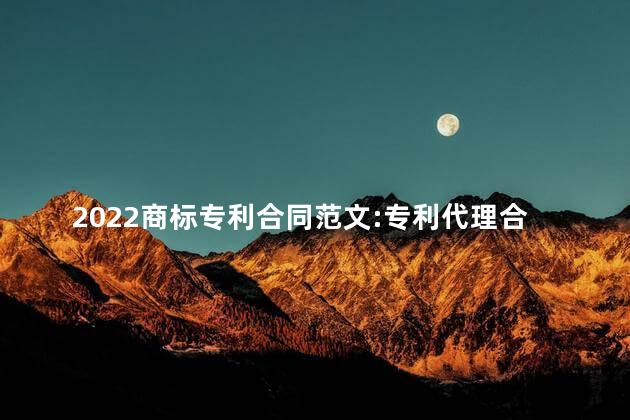 2022商标专利合同范文:专利代理合同 2022商标专利合同范文:专利代理合同