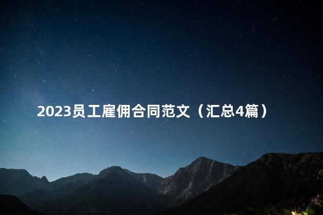 2023员工雇佣合同范文（汇总4篇）