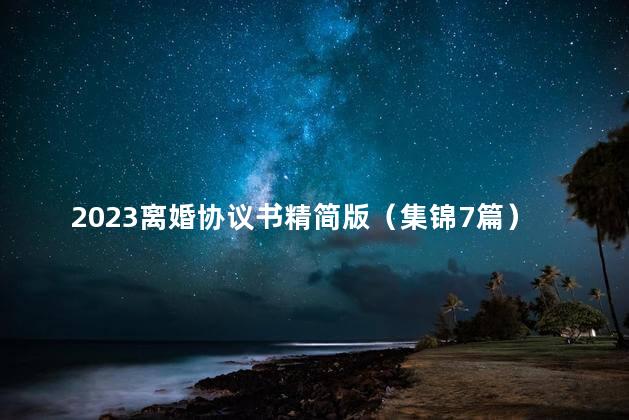 2023离婚协议书精简版（集锦7篇）