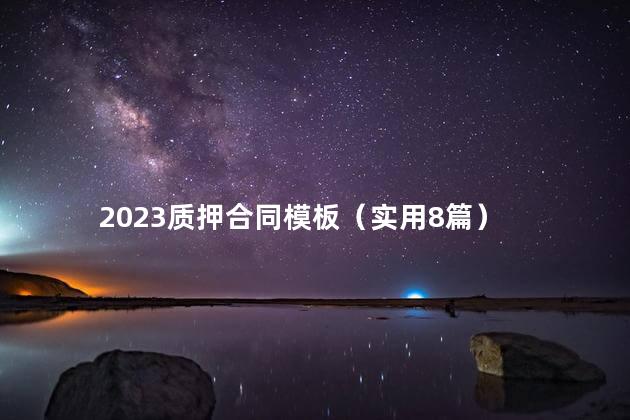 2023质押合同模板（实用8篇）