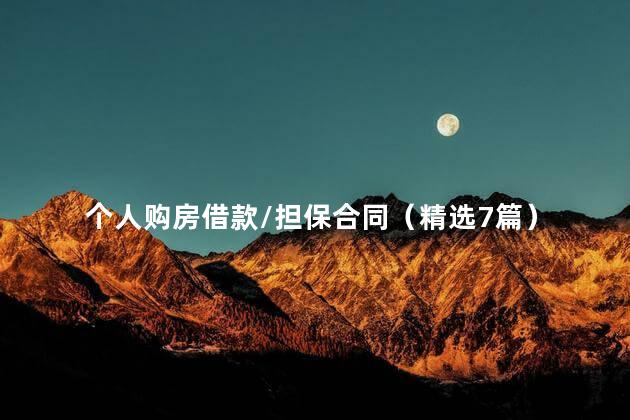 个人购房借款/担保合同（精选7篇）