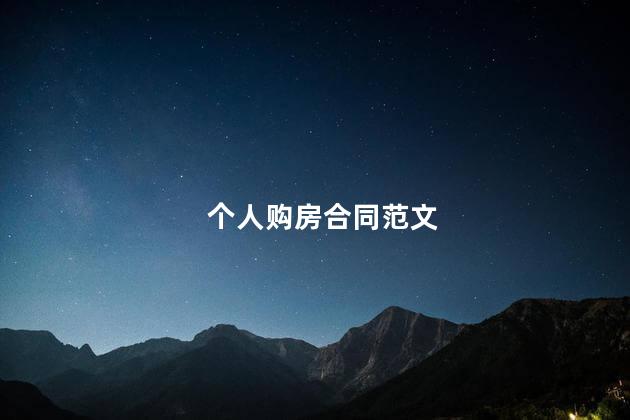 个人购房合同范文