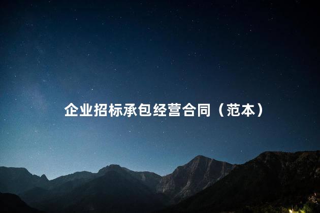 企业招标承包经营合同（范本）