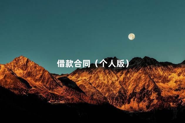 借款合同（个人版）