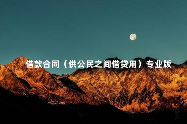 借款合同（供公民之间借贷用）专业版