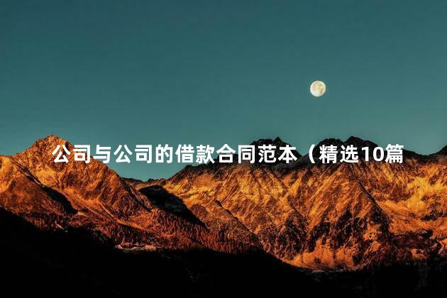 公司与公司的借款合同范本（精选10篇）