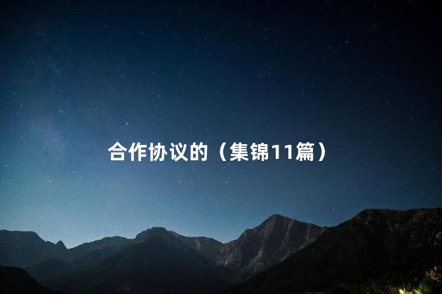 合作协议的（集锦11篇）