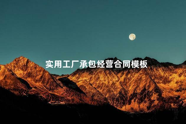 实用工厂承包经营合同模板