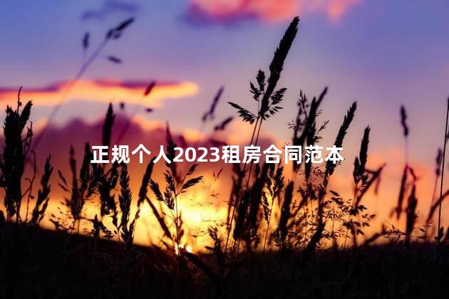 正规个人2023租房合同范本