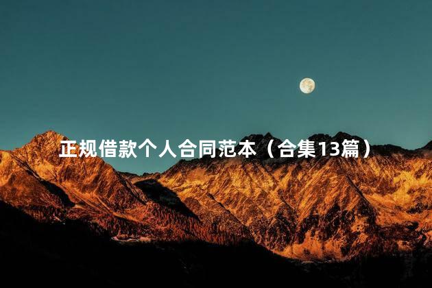 正规借款个人合同范本（合集13篇）