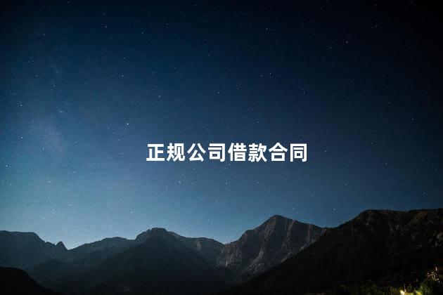 正规公司借款合同