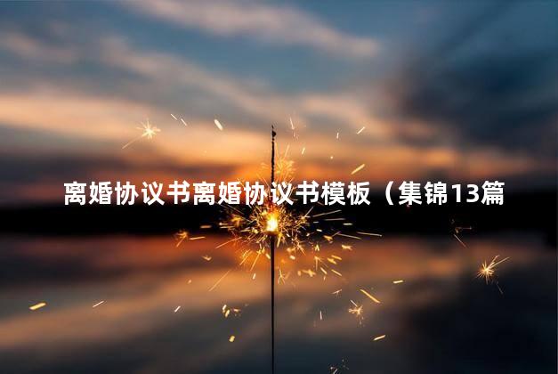 离婚协议书离婚协议书模板（集锦13篇）