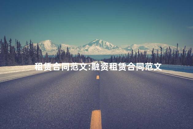 租赁合同范文:融资租赁合同范文 租赁合同范文:融资租赁合同范文